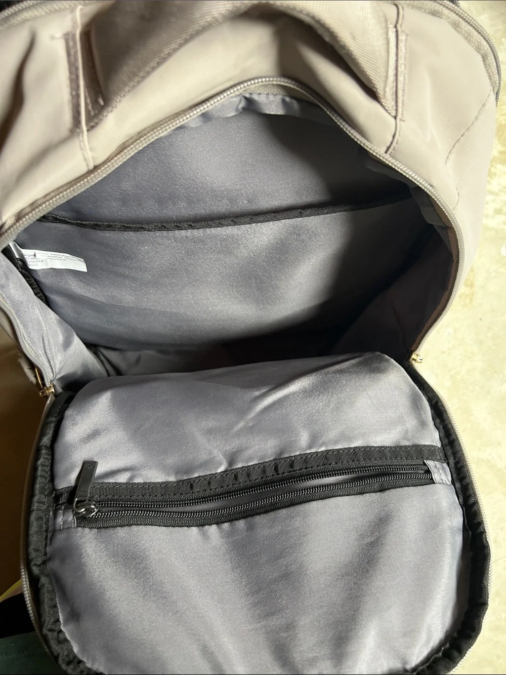 Open Story brand Laptop Backpack in Taupe